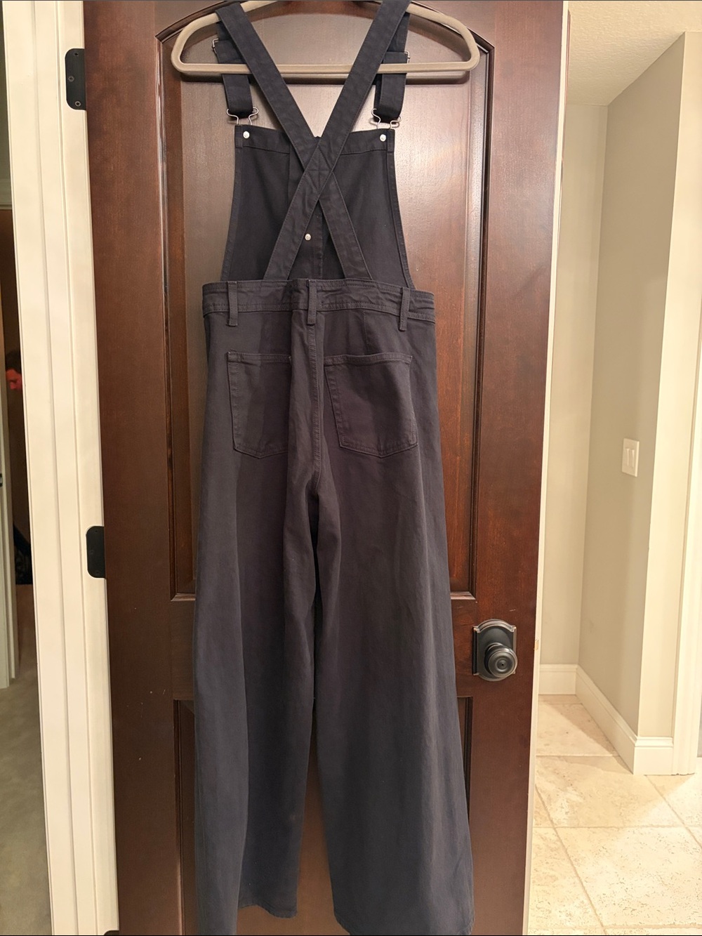 Universal Thread Black Wide-Leg Denim Overalls with Button Front - Picture 5 of 6